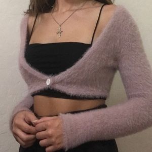 zaful furry cropped sweater
